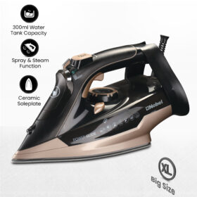 Nobel Steam Iron, Dry Ironing, Spray & Steam, 320ml Ceramic Sole Plate, Self-Cleaning, Powerful Burst & Vertical Steam, Adjustable Control, 360° Swivel Cord, Overheat Safety 320 ml 2400 W NSI35 Black