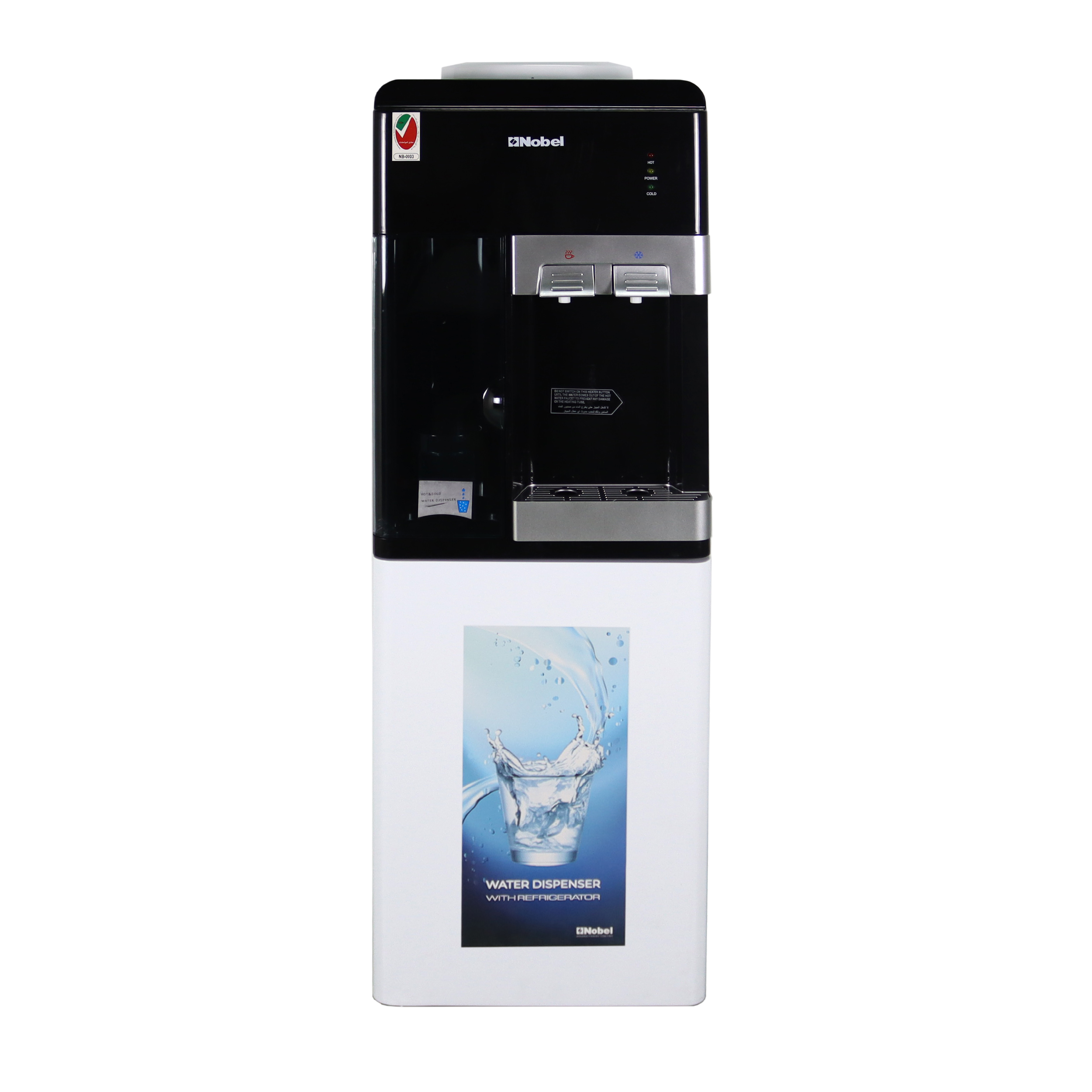 Nobel Free Standing Water Dispenser White R134A Refrigerator Hot And Cool Compressor Cooling NWD1606R