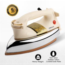 Nobel Heavy Weight Dry Iron With Non-Stick Golden Teflon Coated Sole Plate, Variable Heat Control, Overheating Protection, 1200W 1200 W NDI707I Silver