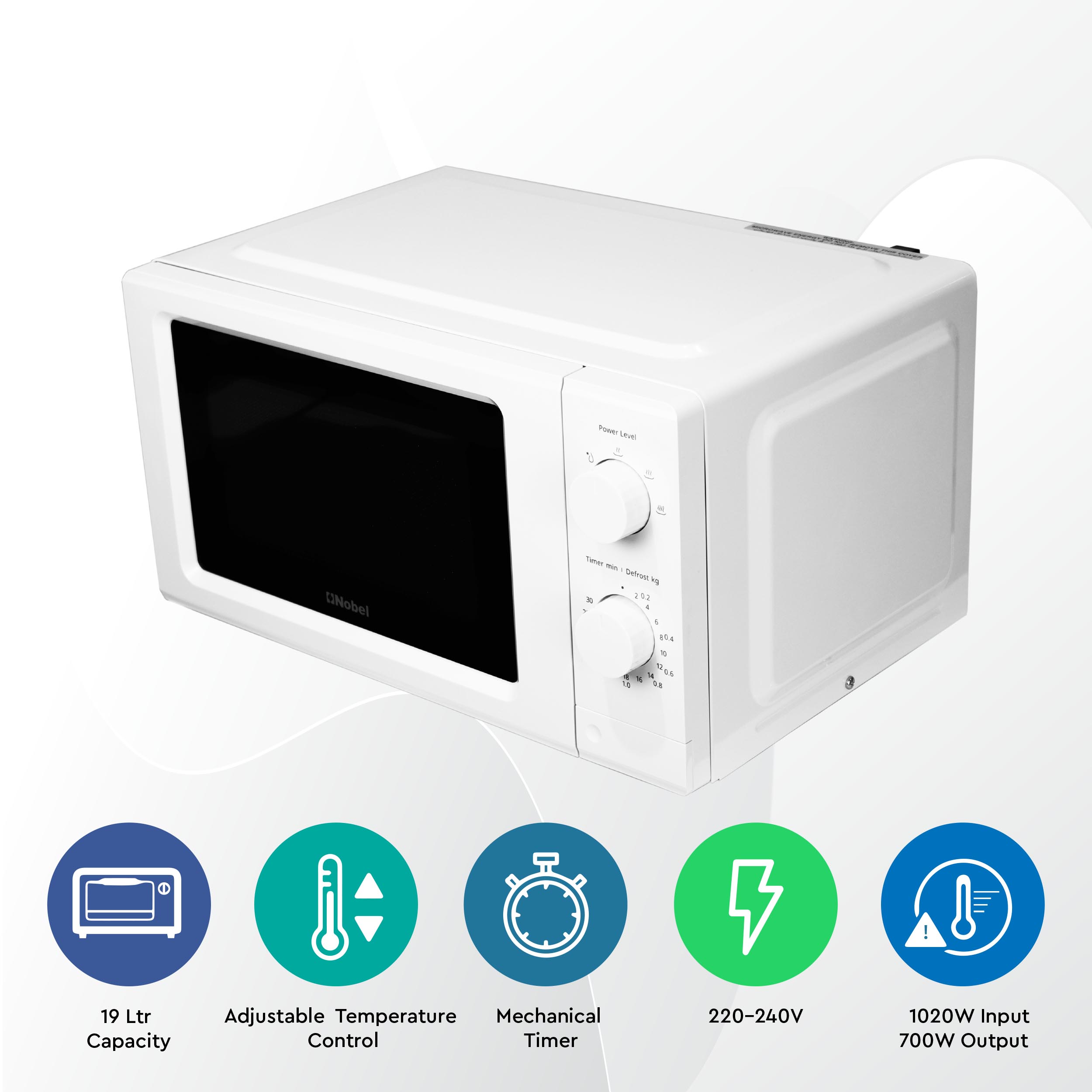 Nobel Microwave Oven Manual 20 L 700 W NMO20M White - Image 3