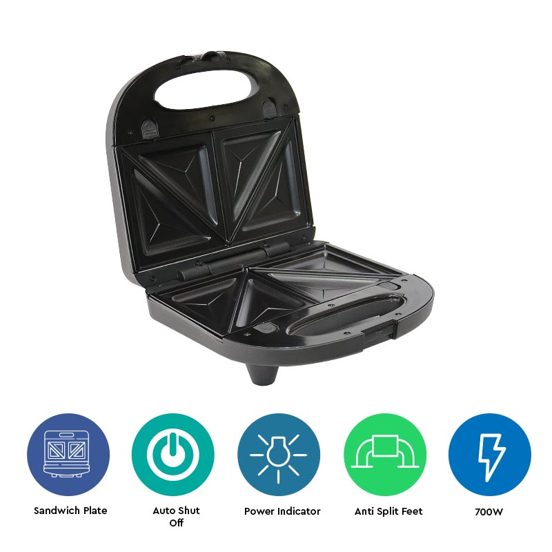 Nobel Sandwich Maker Black Grill+Waffle Plate NSM30G - Image 2